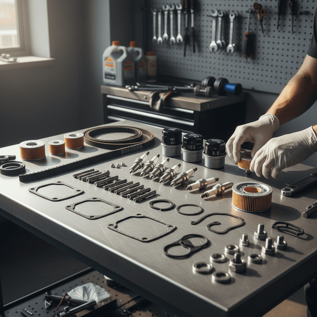 Parts sourcing showing various automotive components